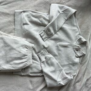 Aritzia TNA Heathered Oatmeal 1/4 Zip & Joggers